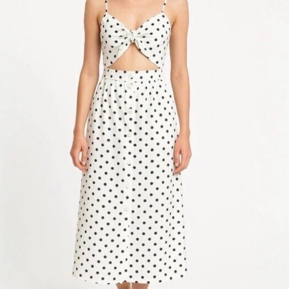 Elegant White Polka Dot Dress